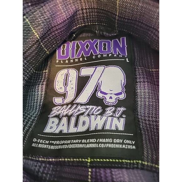 DIXXON Ballistic BJ Baldwin Purple Plaid LS Snap Up Flannel Shirt Men's Large - Picture 11 of 12